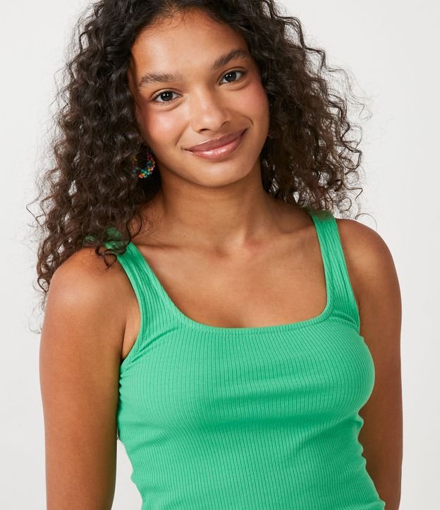Vestido Midi en Algodón con Escote Cuadrado Verde 4