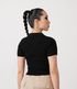 Imagem miniatura do produto Blusa Cropped en Viscosa con Cuello Polo y Lazo Frontal Negro 3