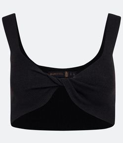 Blusa Regata Cropped em Tricô com Busto Torcido