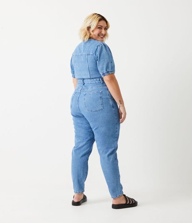 Mono Largo en Jeans con Estampado de Lunares Bordado Curve & Plus Size Azul 2