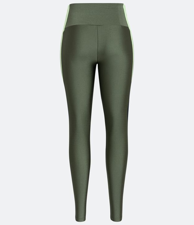 Pantalón Legging en Poliamida con cintura Alto y Recortes Contrastantes Verde 6