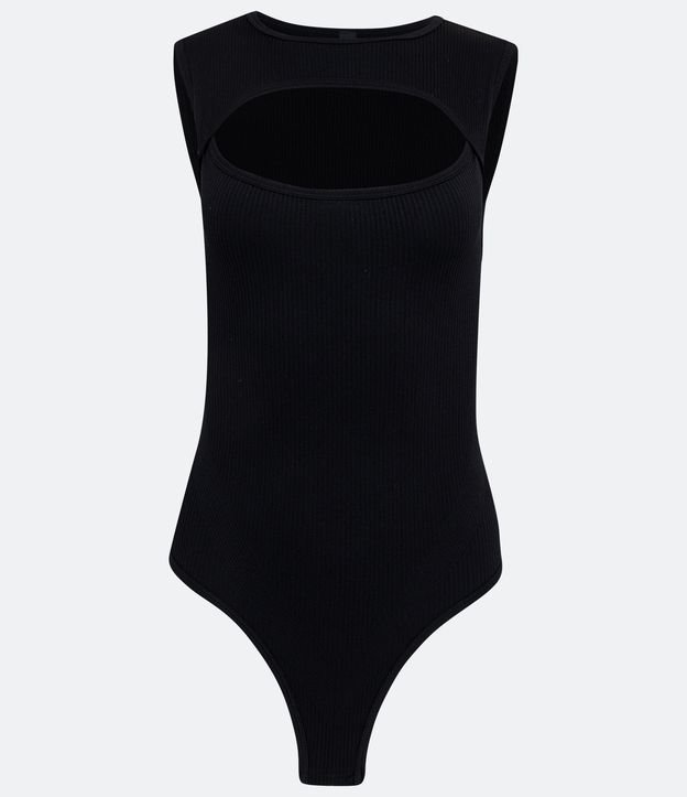 Body sin Manga en Ribana con Recorte Cutout Frontal Negro 5