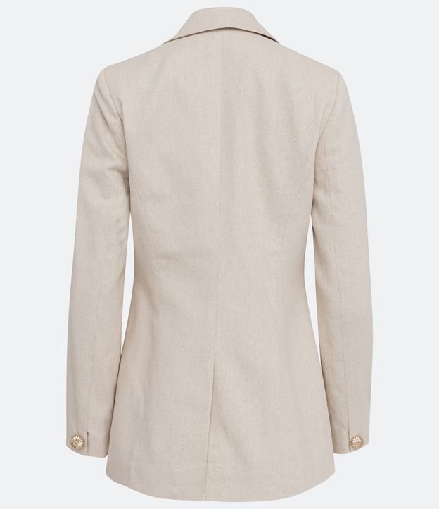 Blazer en Lino con Botones Delanteros Diferenciados Beige 9