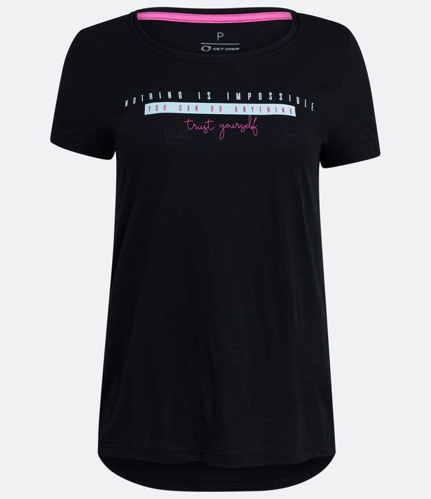 Camiseta Esportiva em Viscose com Estampa em Lettering e Barra Mullet