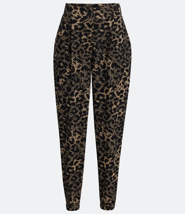 Pantalón Fluido con Estampado Animal Print Jaguar Negro 5