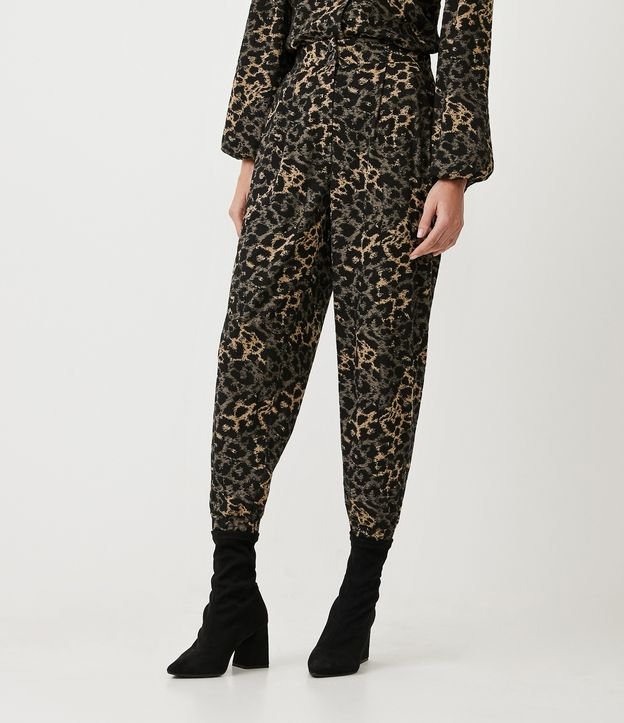 Pantalón Fluido con Estampado Animal Print Jaguar Negro 2