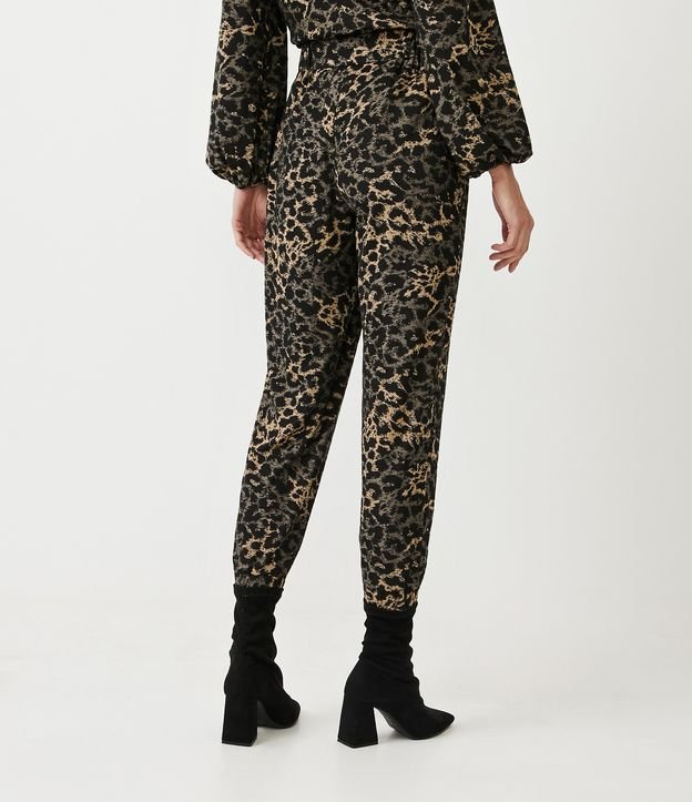 Pantalón Fluido con Estampado Animal Print Jaguar Negro 3