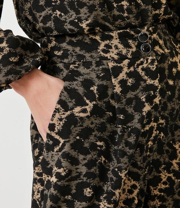 Pantalón Fluido con Estampado Animal Print Jaguar Negro 4