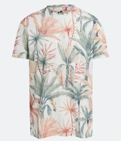 Camiseta em Algodão com Estampa Coqueiros