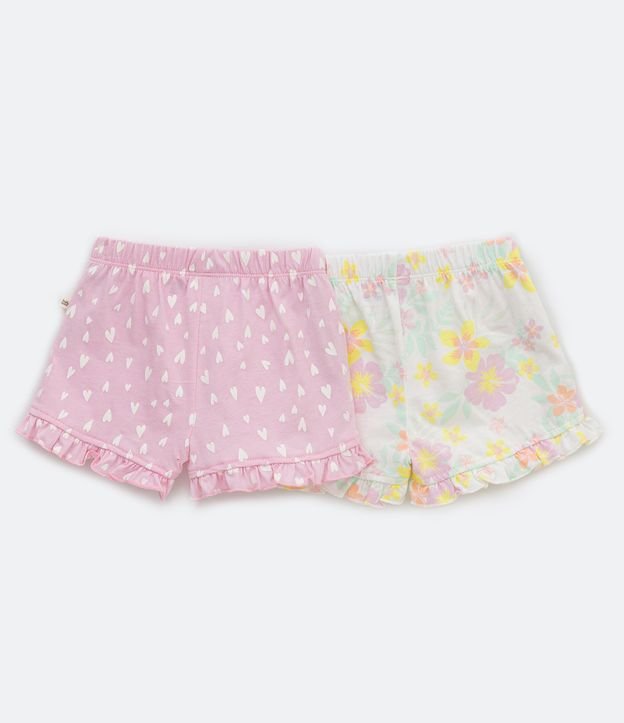 Kit 2x1 Shorts Infantil en Jersey con Volados - Talle 0 a 18 meses Blanco 2