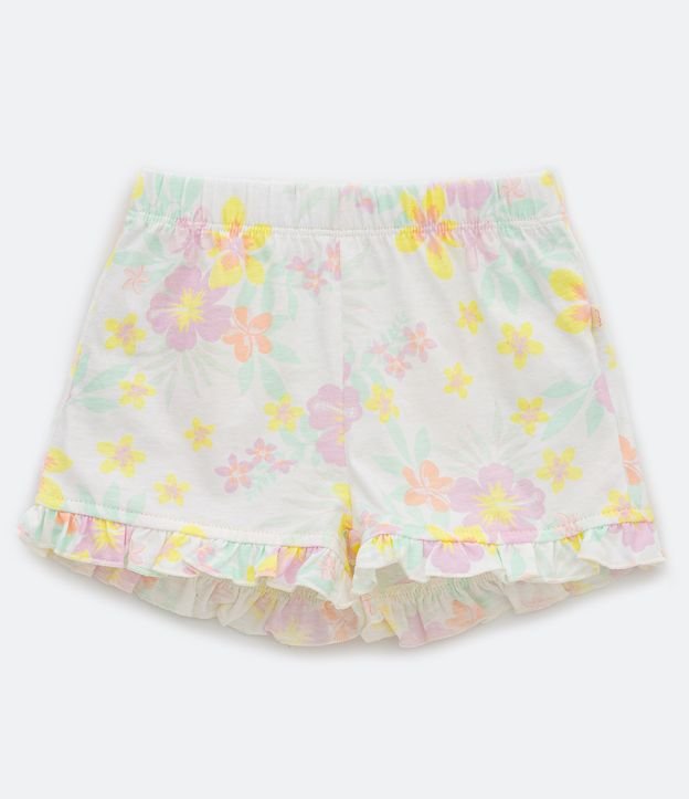 Kit 2x1 Shorts Infantil en Jersey con Volados - Talle 0 a 18 meses Blanco 4