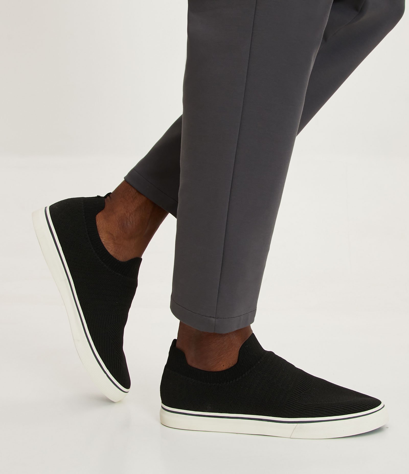 Tênis Knit Vulcanizado Cano Baixo com Textura Preto 7