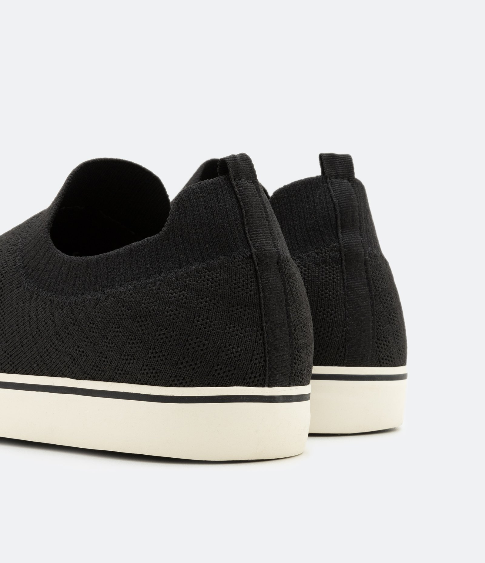 Tênis Knit Vulcanizado Cano Baixo com Textura Preto 5
