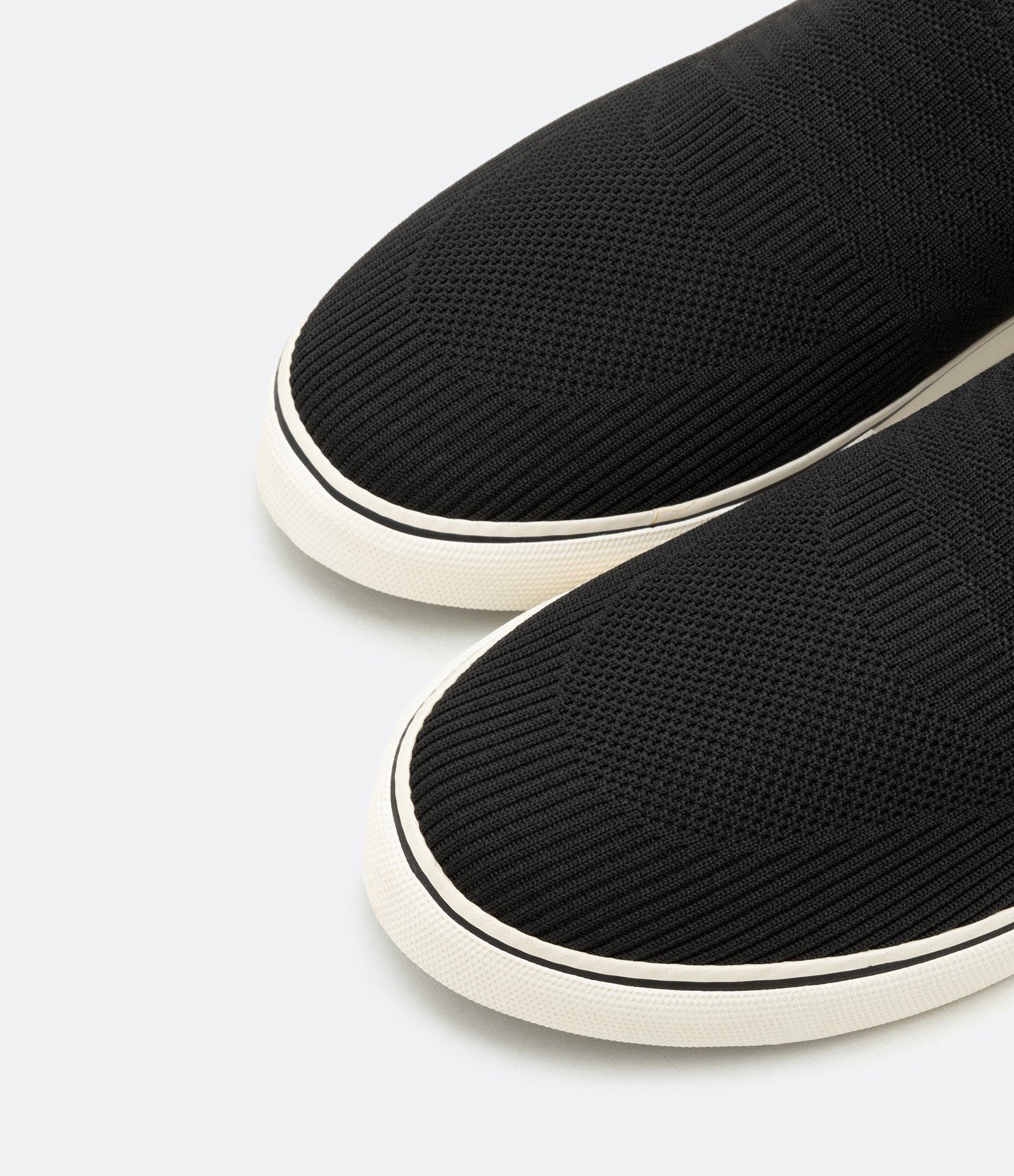 Tênis Knit Vulcanizado Cano Baixo com Textura Preto 6