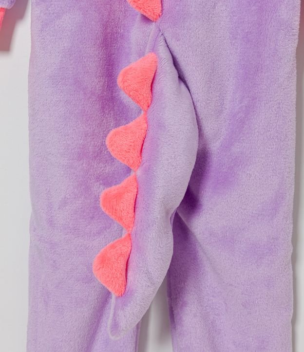 Pijama Jumper Infantil en Fleece con Bordado de Dinosaurio - Talle 2 a 14 años Violeta Claro 5