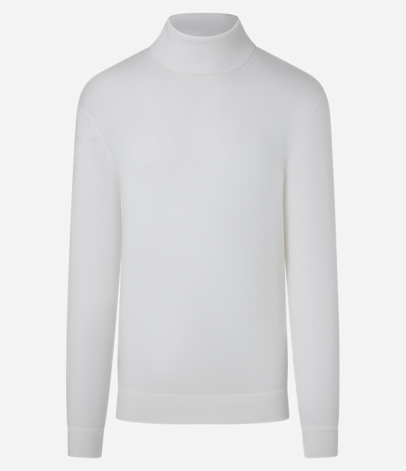 Suéter Slim em Tricô com Textura e Gola Alta Branco 5