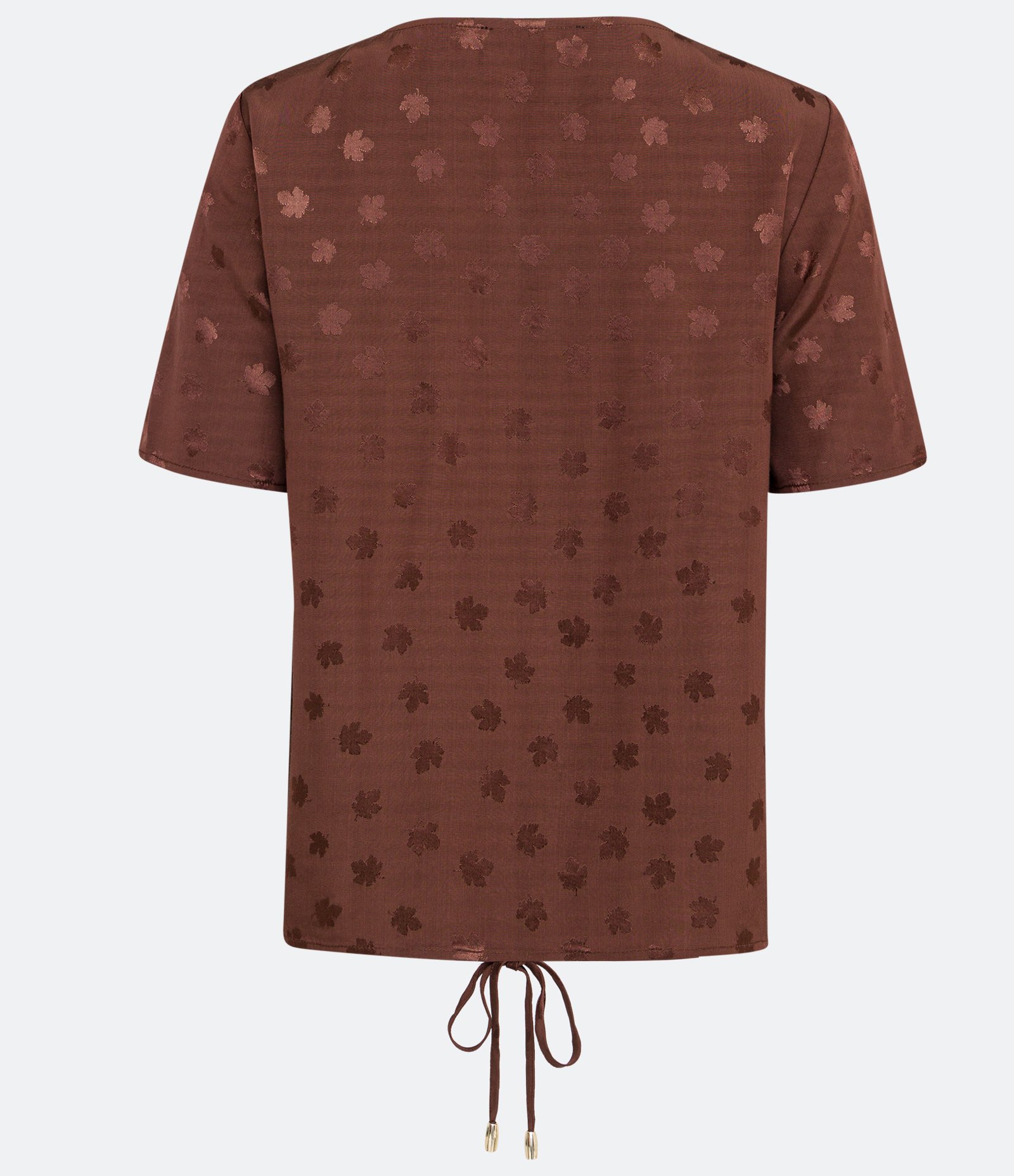 Blusa em Jacquard com Detalhe Franzido Marrom 2