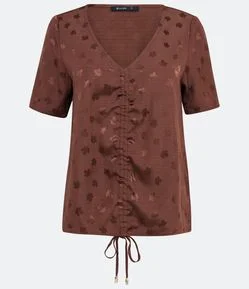 Blusa em Jacquard com Detalhe Franzido