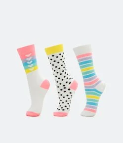 Kit 03 Pares de Meias com Estampa Divertidas - Tam 19/22 ao 31/34