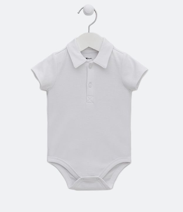 Body Infantil Suedine com Gola Polo - Tam 0 a 24 meses Branco 1