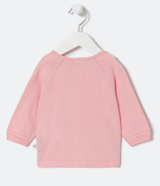 Cardigan Básico Infantil en Punto con Bolsillos Delanteros - Talle 0 a 18 meses Rosado 2