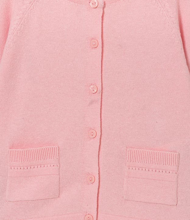 Cardigan Básico Infantil en Punto con Bolsillos Delanteros - Talle 0 a 18 meses Rosado 3
