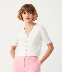 Cardigan em Tricô com Botões de Tigre