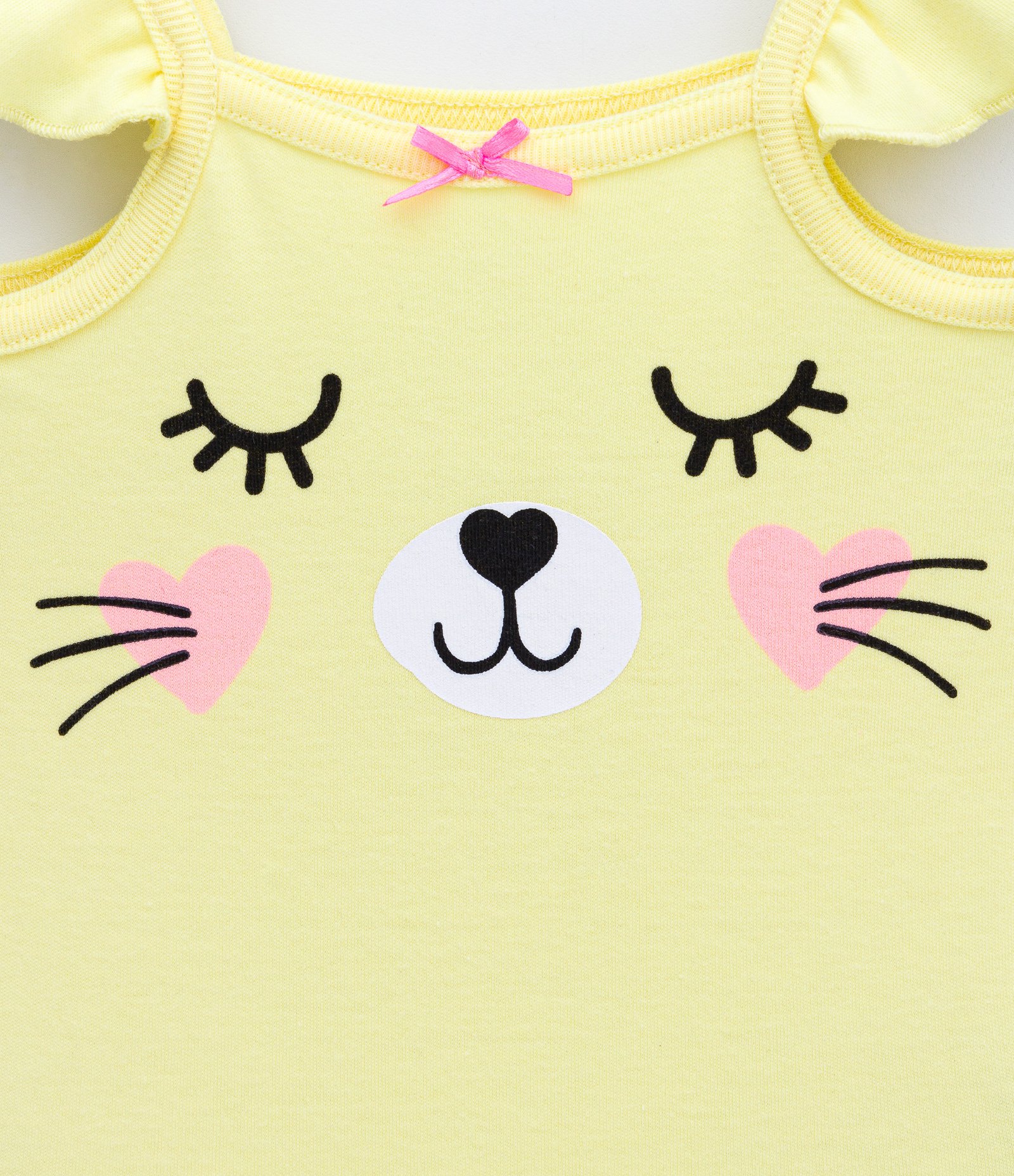 Conjunto Infantil com Estampa de Gatinha e Faixa de Cabelo - Tam 0 a 18 meses Amarelo 3