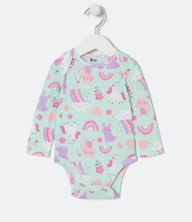 Body Infantil Estampa Bichinhos e Nuvem - Tam 0 a 18 meses