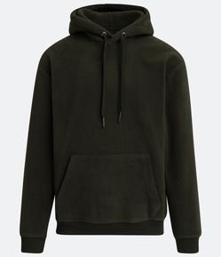 Blusão Fechado em Fleece com Capuz e Bolso Canguru