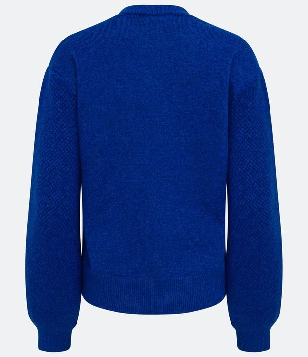 Suéter de Punto con Flores Bordadas Azul 7