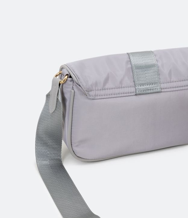 Bolso Baguette Estructurada con Tirante de Gros y Bolso Auxiliar Gris 3