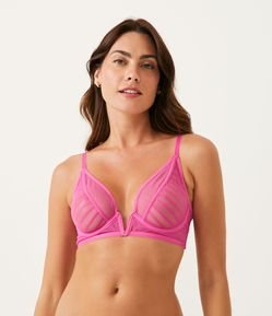 Sutiã em Tule Listrado sem Bojo com Aro