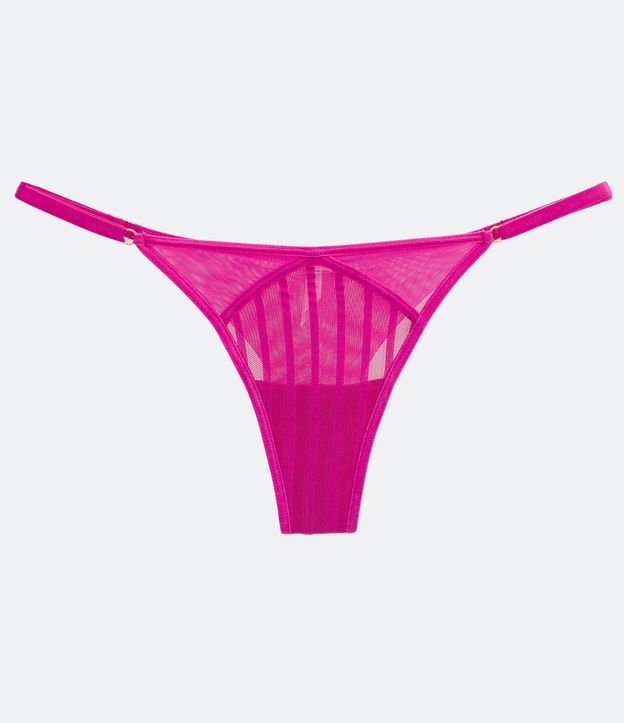 Calcinha String Fio Duplo em Tule com Listras
