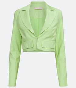 Blazer Cropped em Viscose com Amarração no Punho