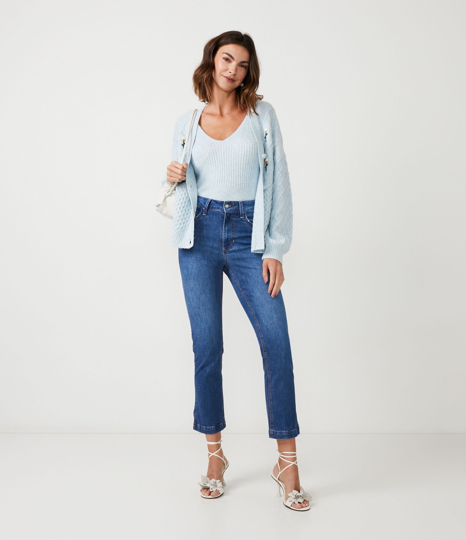 Blusa de Alça em Tricô com Textura Canelada Azul 2