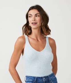 Blusa de Alça em Tricô com Textura Canelada