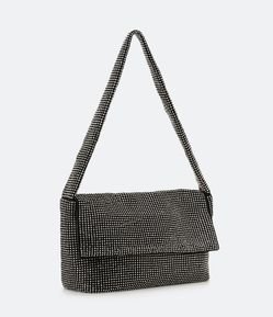 Bolsa Shoulder Baguete Desestruturada em Strass