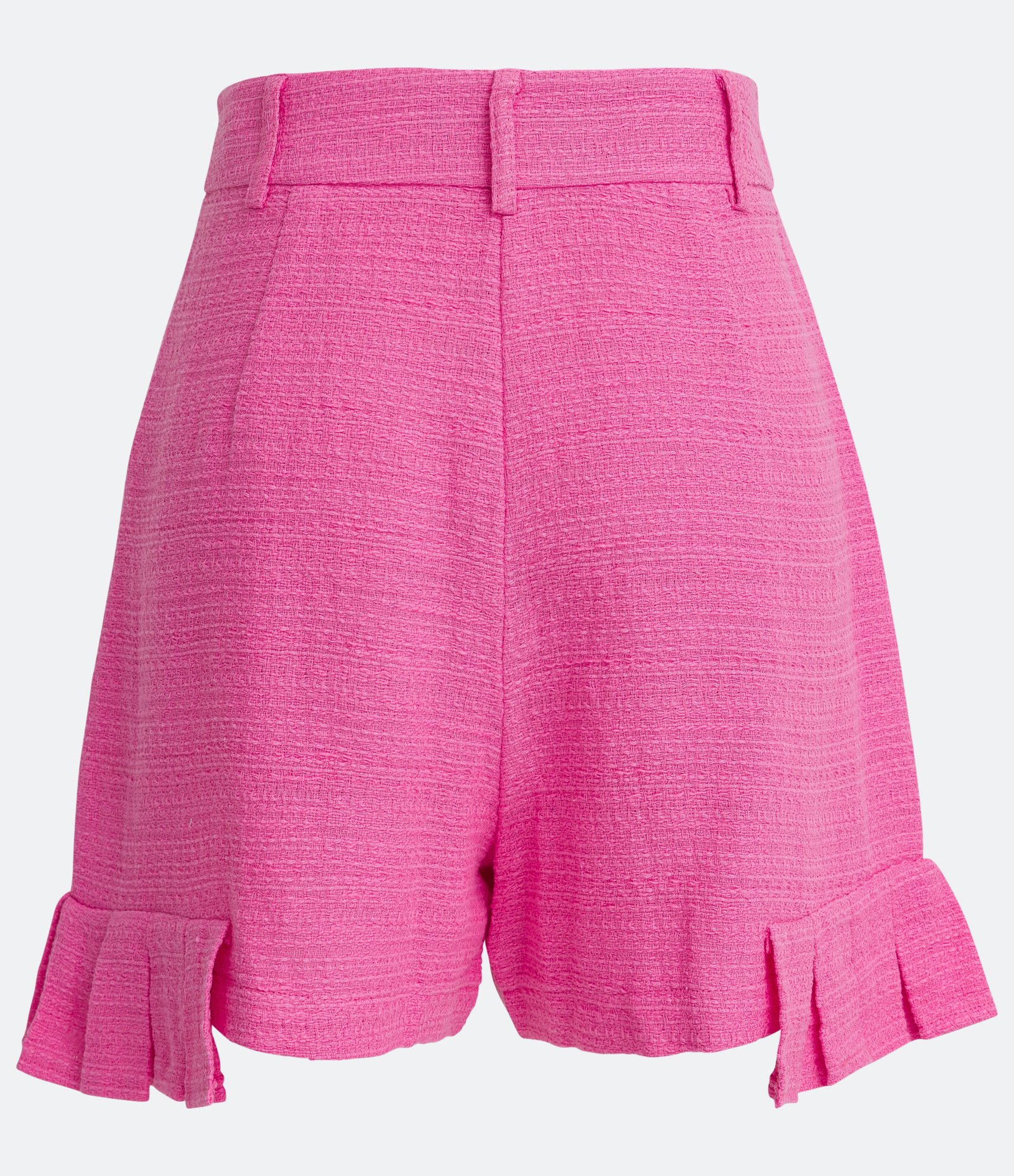 Short em Tweed com Babado na Barra Rosa 2