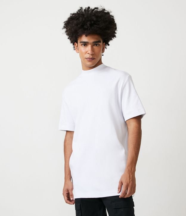 Remera Manga Corta en Algodón Mock Neck Suedine Blanco 1
