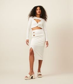 Saia New Midi em Ribana com Argolas e Fenda Lateral