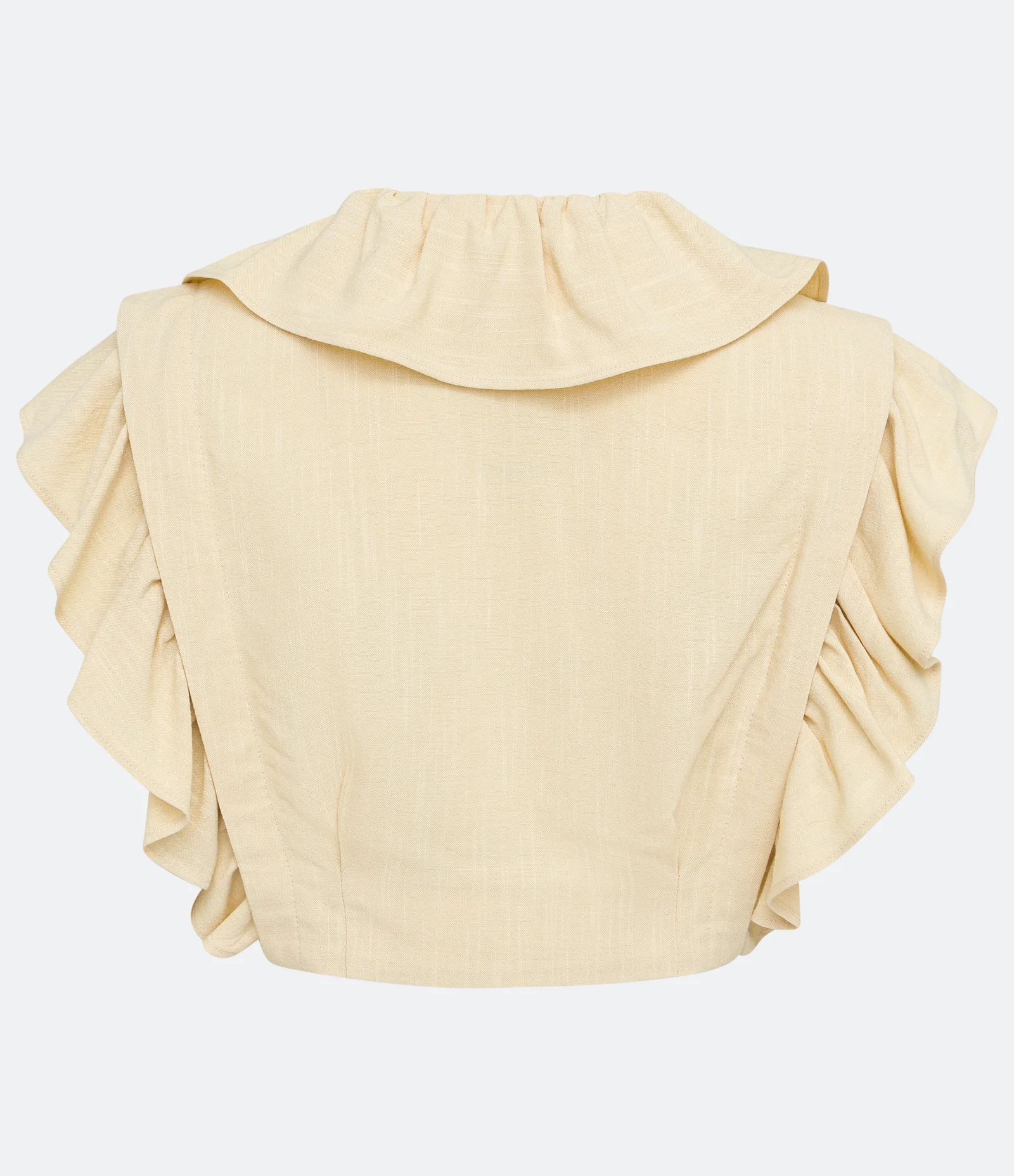 Blusa em Linho com Babados e Botões Frontais Laranja 2