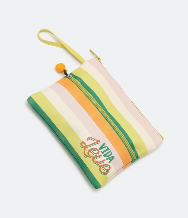 Nécessaire Envelope com Estampa de Listras e Escrito "Vida Leve"