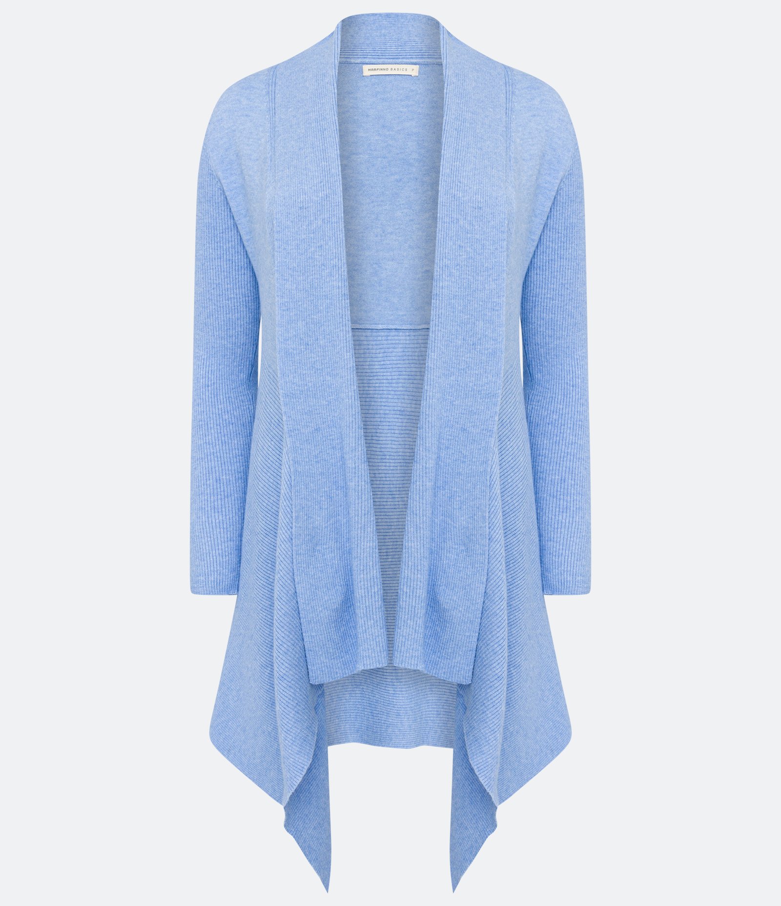 Cardigan Alongado em Tricô Texturizado com Abertura Total Azul 5