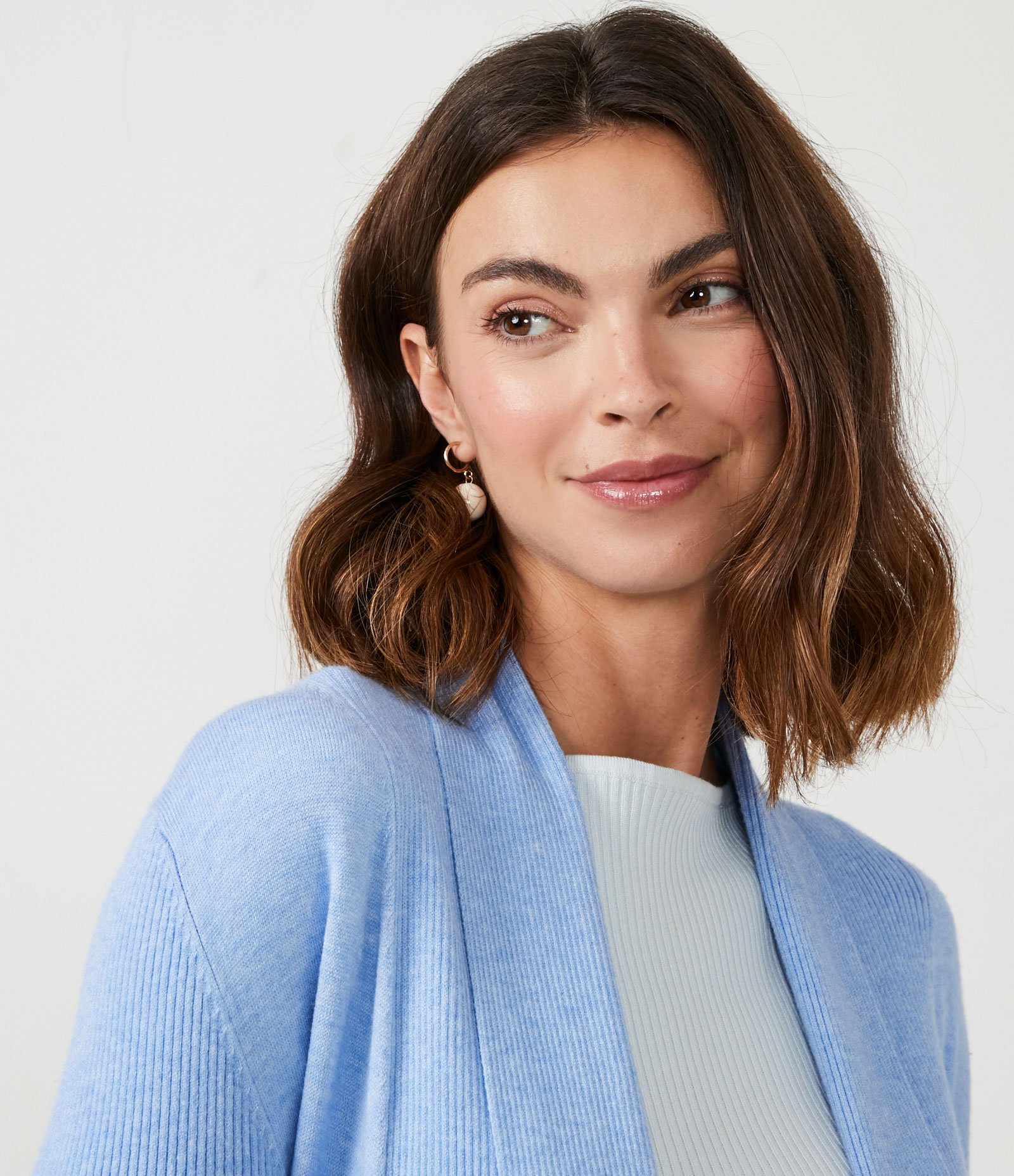 Cardigan Alongado em Tricô Texturizado com Abertura Total Azul 4