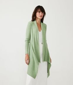 Cardigan Alongado em Tricô Texturizado com Abertura Total