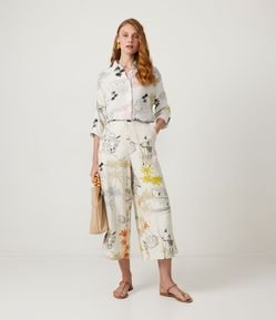 Calça Pantacourt em Viscolinho com Estampa Parque da Lage