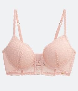 Sutiã Alongado em Renda com Bojo Oco e Alça Texturizada