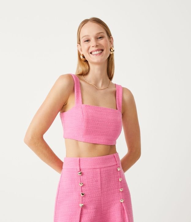 Blusa Cropped em Tweed