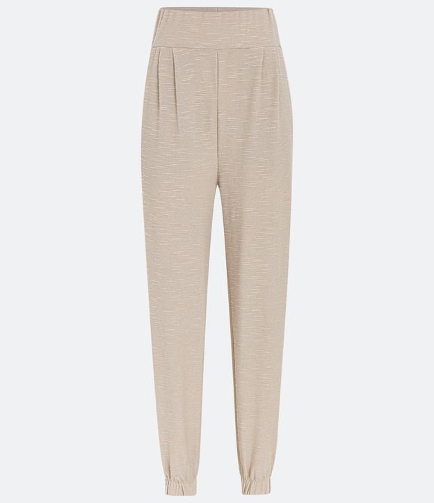 Pantalón Jogger en Malla Texturizada con Cintura Ancha Beige 5